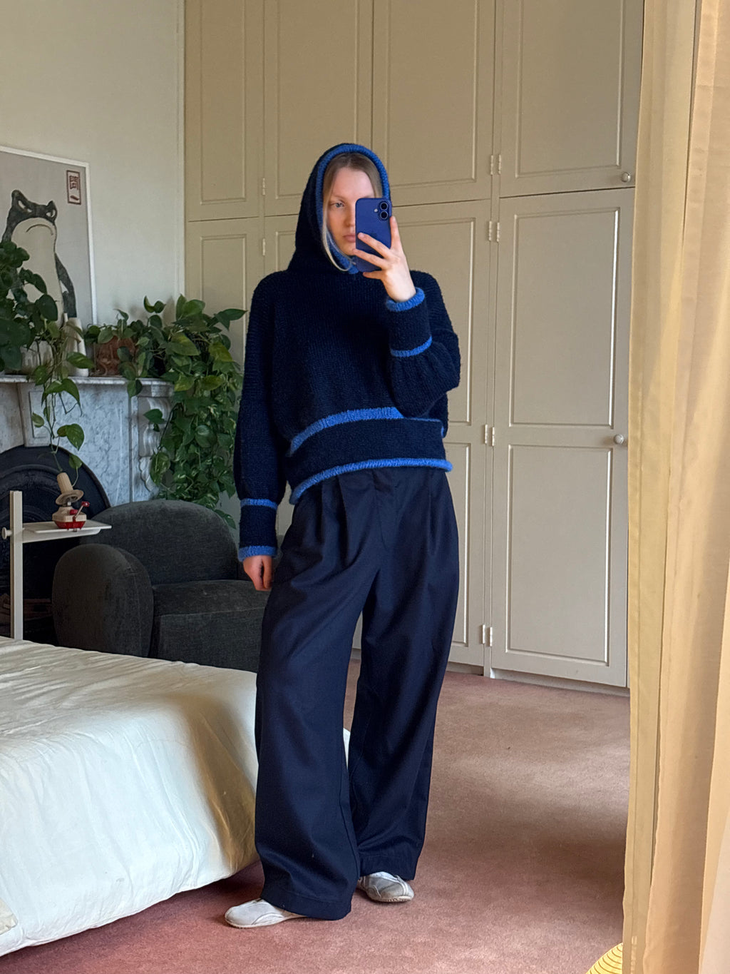 a hooded knit - navy/cobalt (made to order)