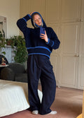 a hooded knit - navy/cobalt (made to order)