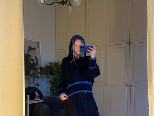 a hooded knit - navy/cobalt (made to order)