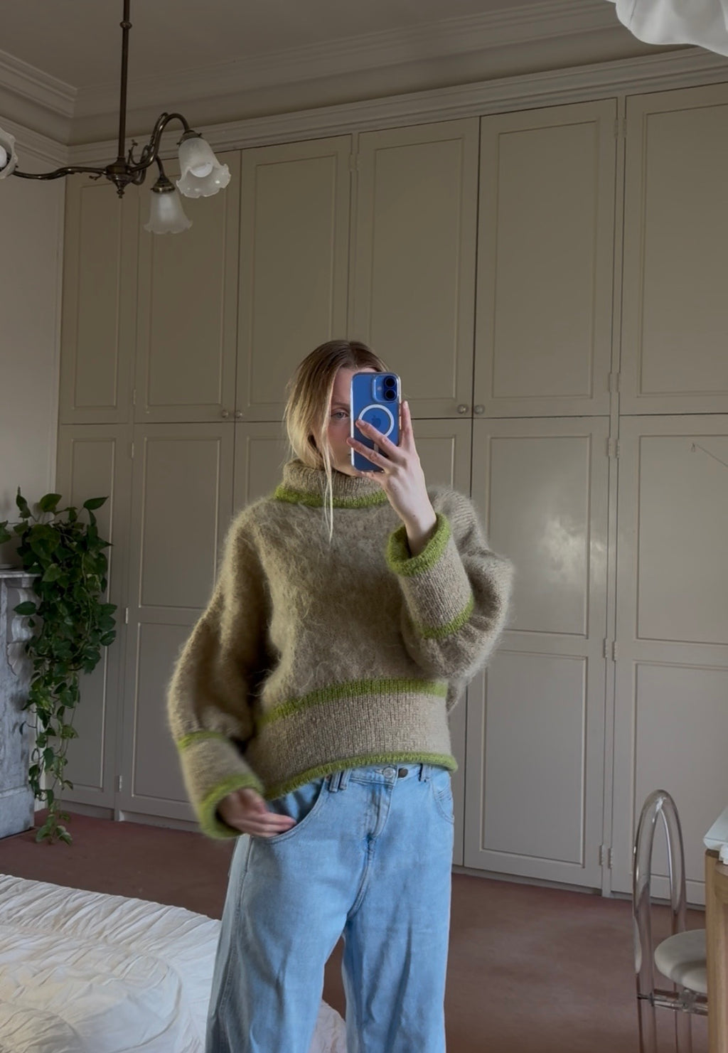 a staple knit - tan/green (made to order)