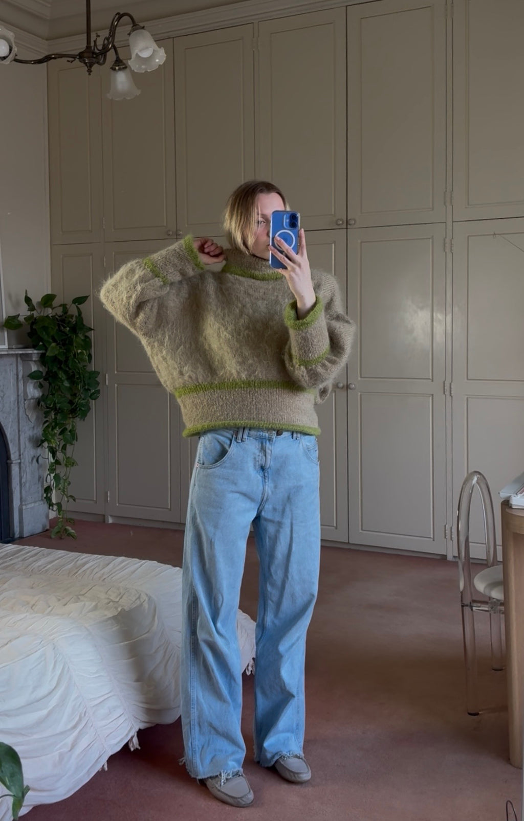 a staple knit - tan/green (made to order)