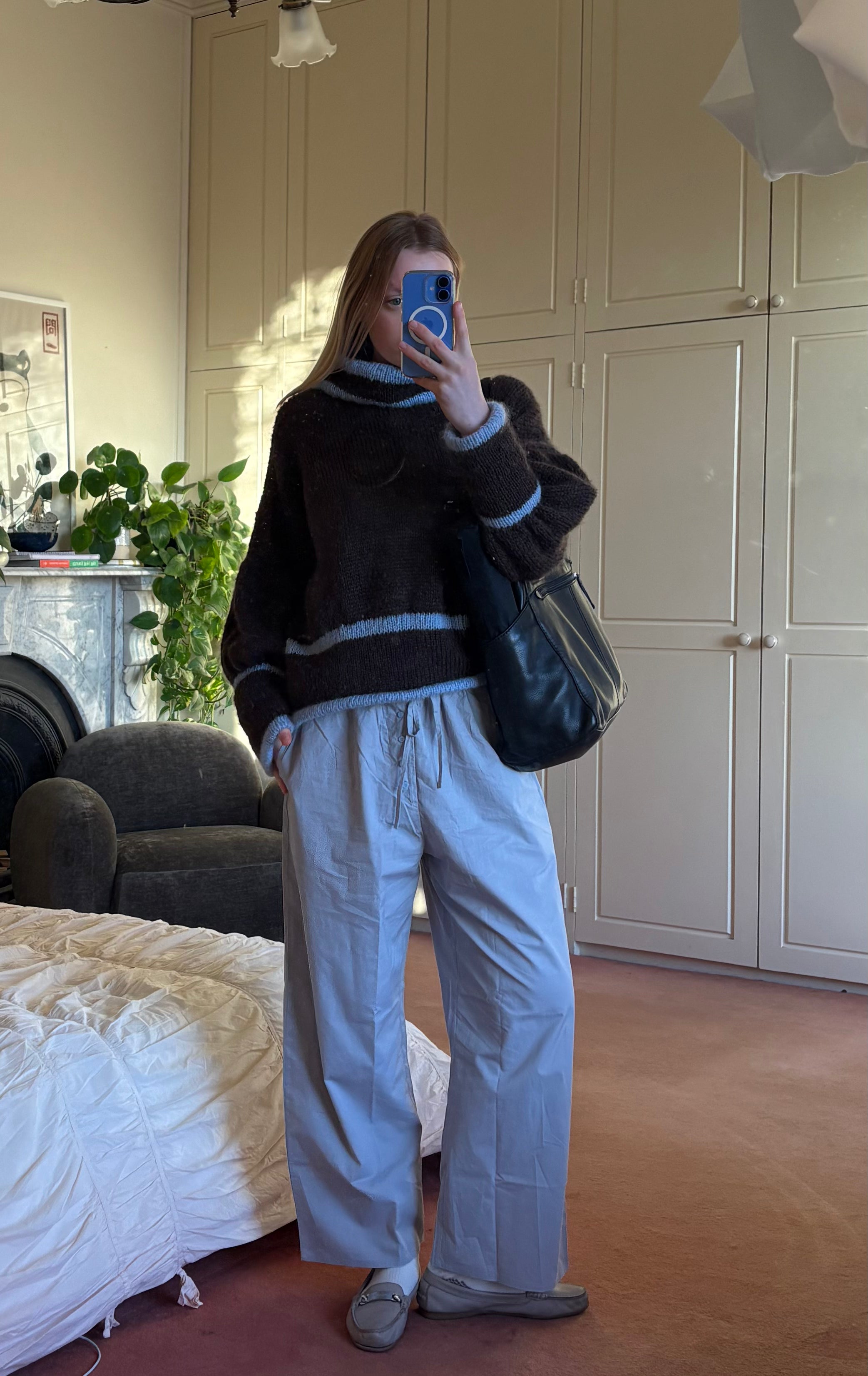 a staple knit - brown/blue (made to order)