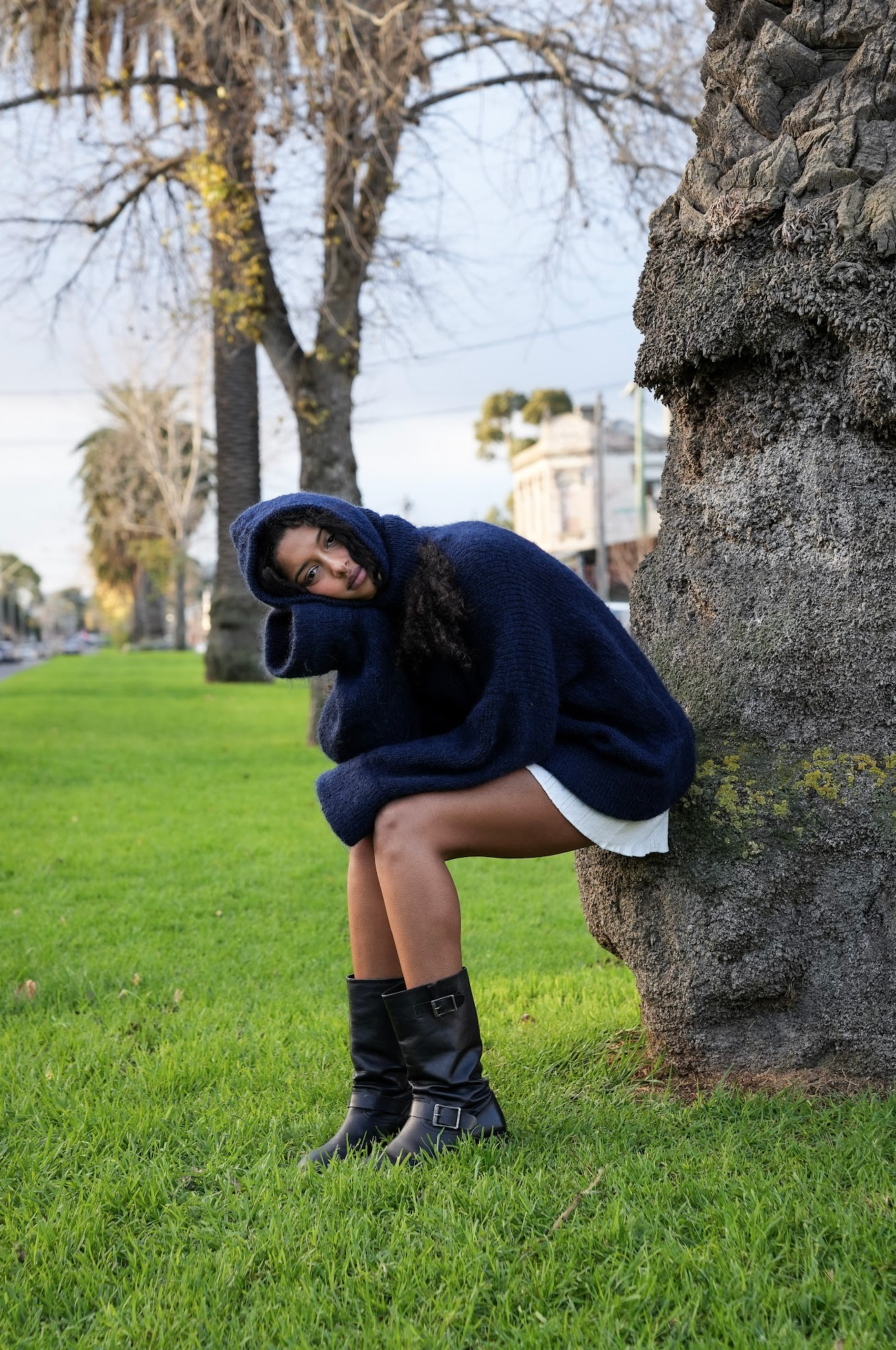 a slouchy knit - navy (made to order)