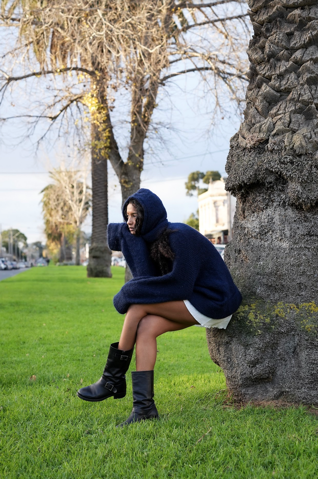 a slouchy knit - navy (made to order)