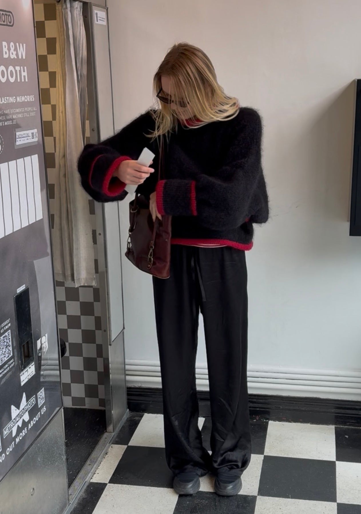 a staple knit - black/red (made to order)