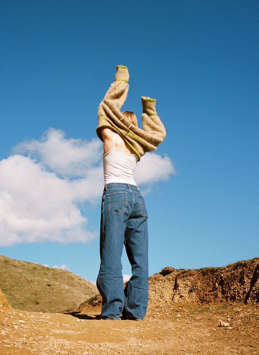 a staple knit - tan/red (made to order)