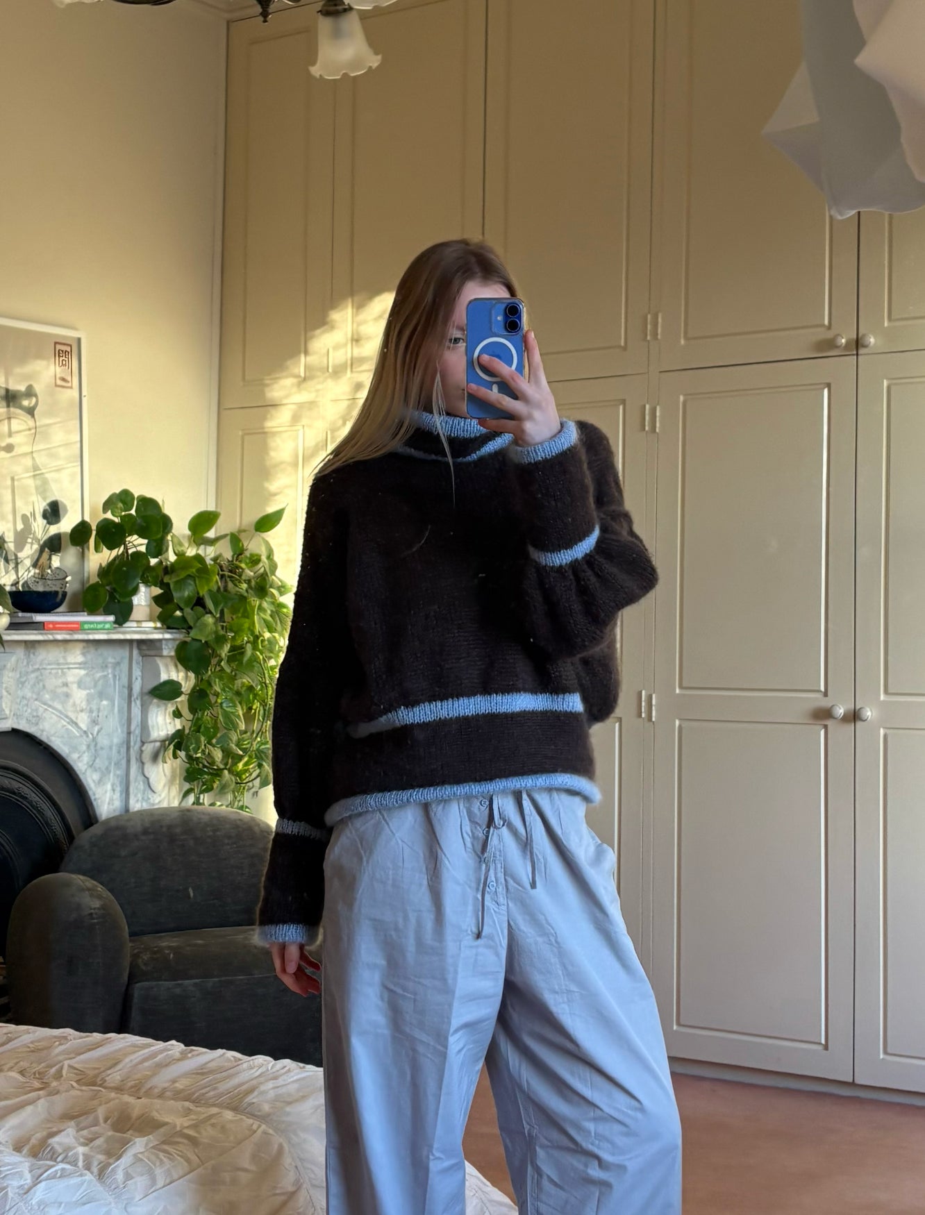 a staple knit - brown/blue (made to order)